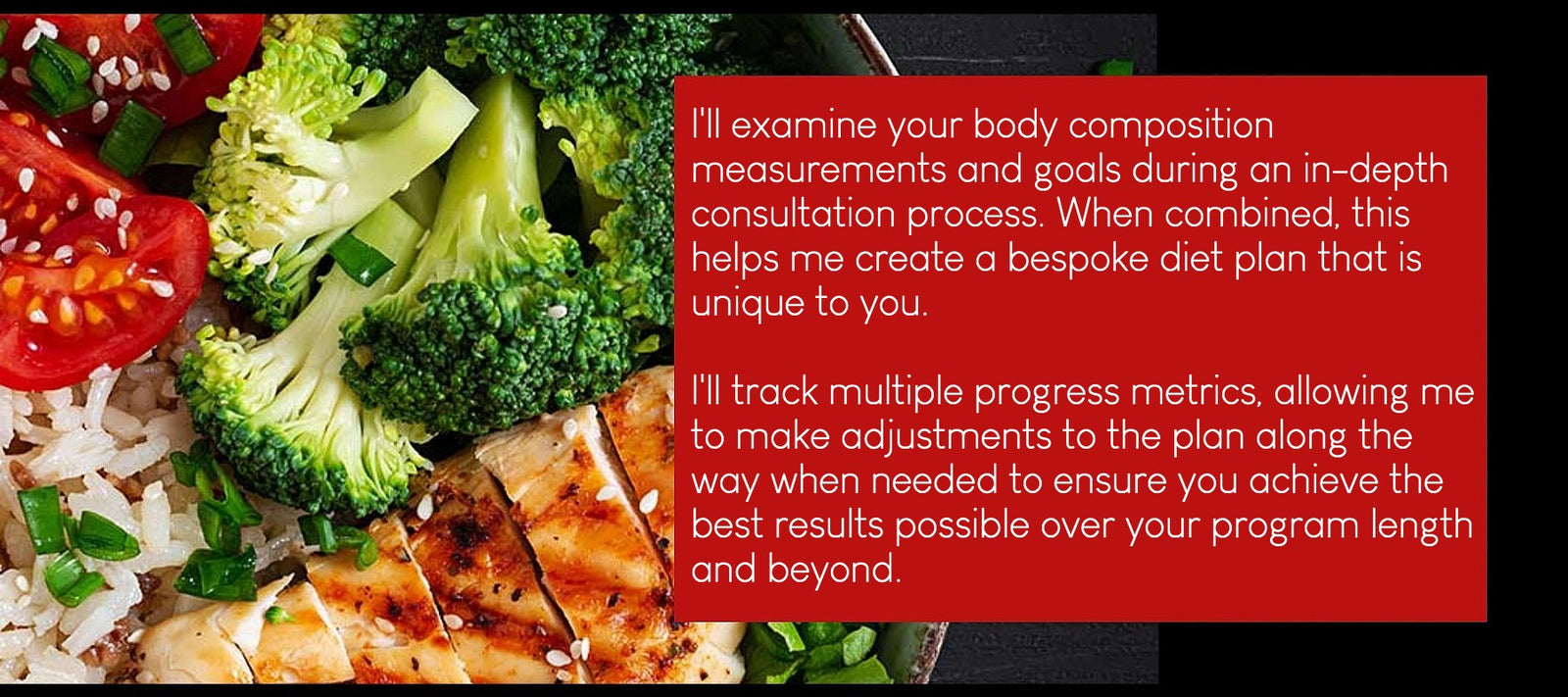 a healthy plate of food consisting of chicken, broccoli, tomato and rice.