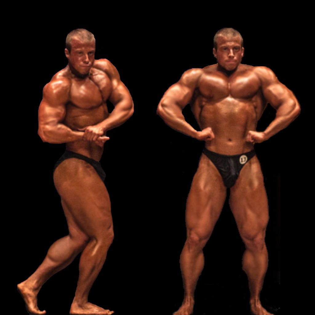 nabba mr ireland bodybuilding champion kevin fitzpatrick posing on stage.
