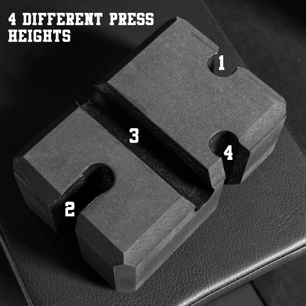 bench block attachment showing different inserts.