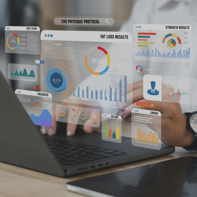 online coaching Ireland goals and metrics for new client using laptop.